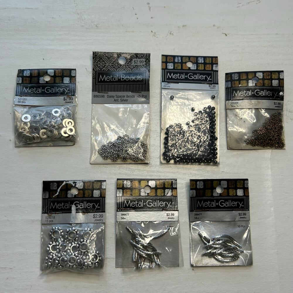Metal Gallery Spacer Bead Lot Silver Copper Gunmetal NOS